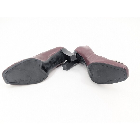 Franco Sarto Ursa Maroon Red Buckle Leather Square Pump Chunky Heels Size 9.5 - Picture 9 of 9